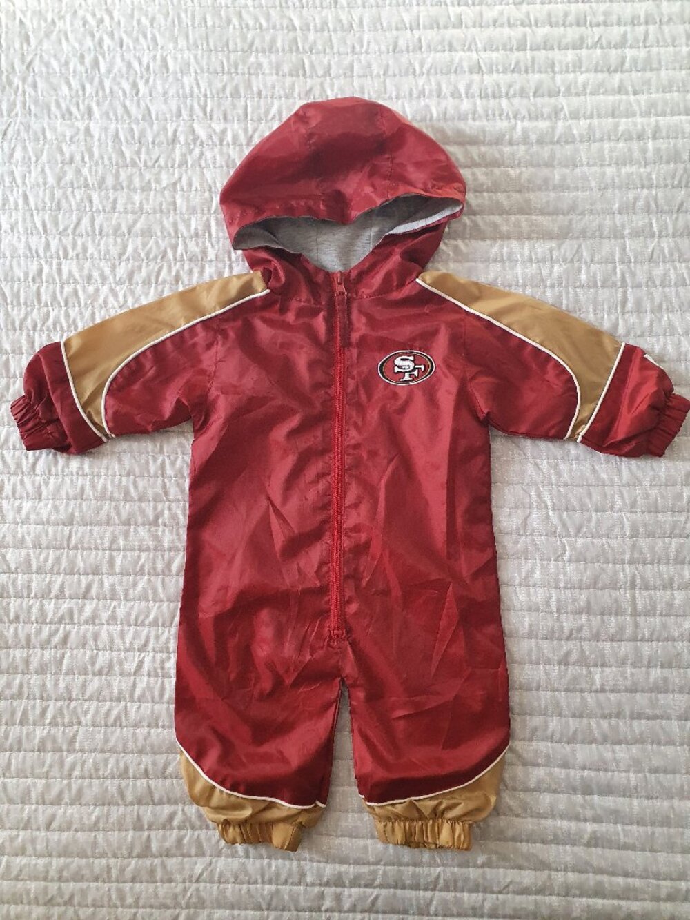 NFL San Francisco 49ers Infant Windbreaker Bunting Jumpsuit - EUC 3/6 Months